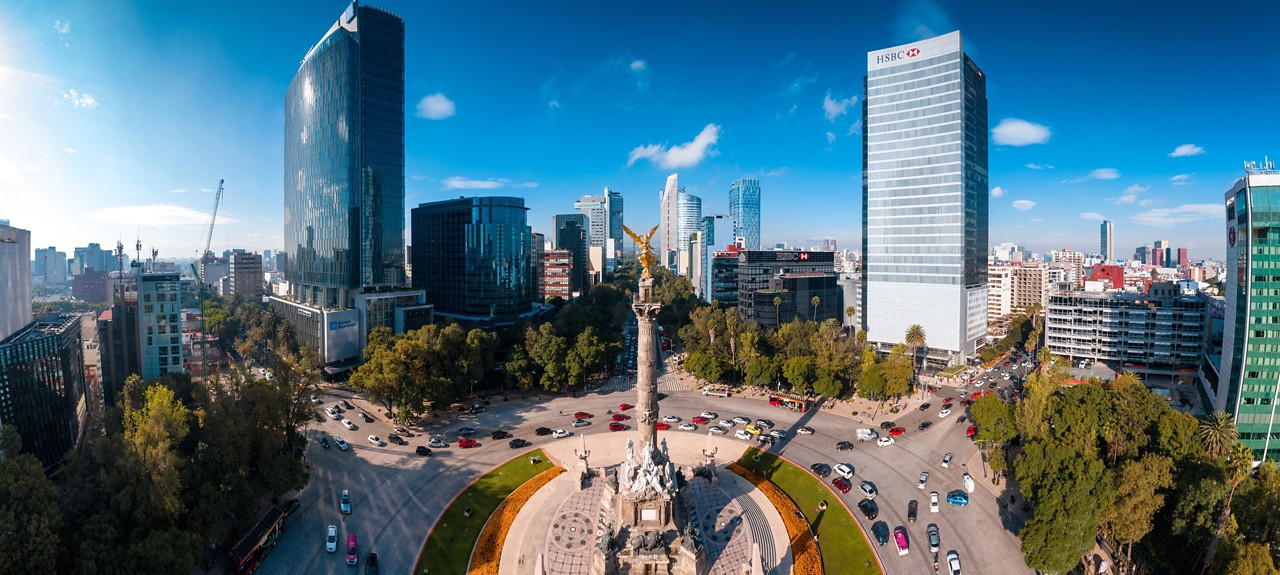 Aerial view of Independence Monument Mexico City