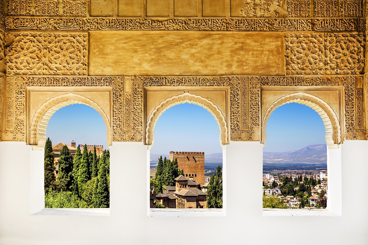 Windows at the Alhambra, Granada, Spain.