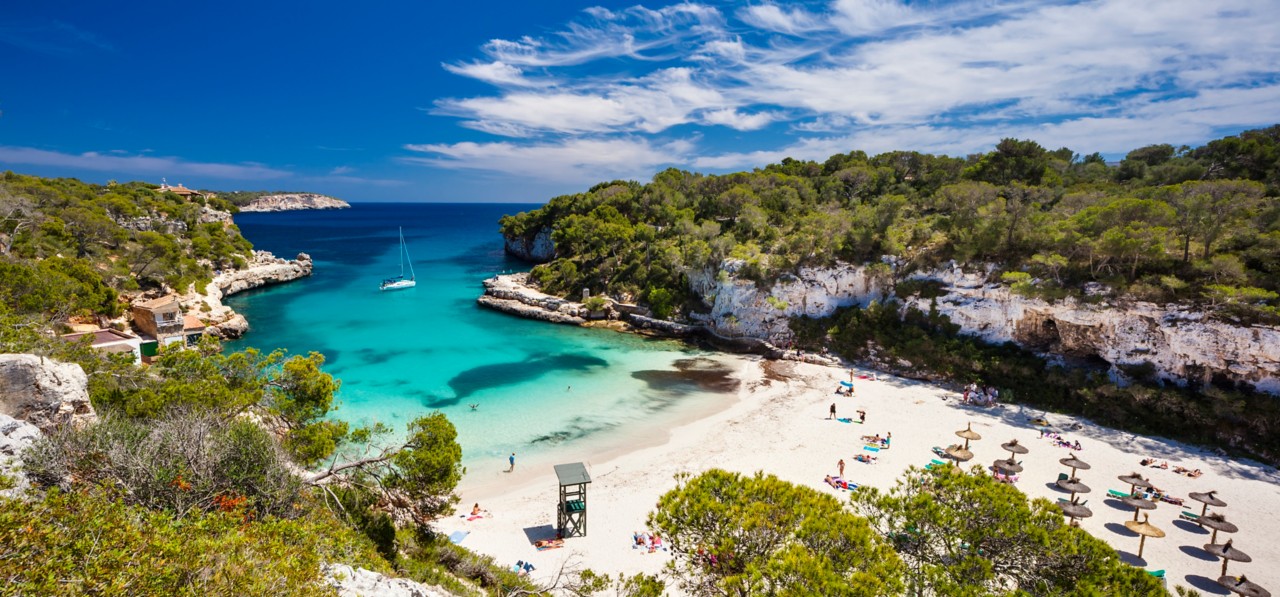 Cala Llombards cove in the south of Mallorca, Balearic Islands, Spain