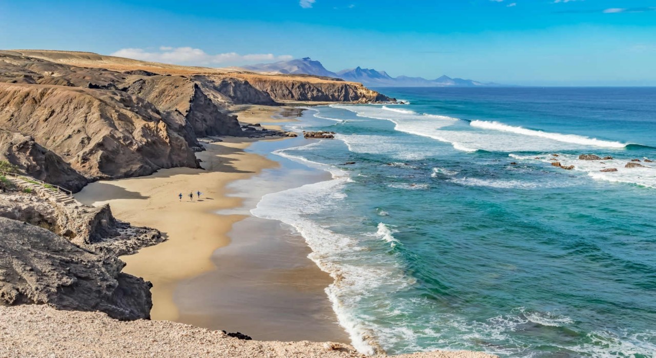 playa, del, viejo, rey, strand, fuerteventura, kanarische, inseln, kanaren, atlantic, atlantischer, ozean, basalt, blau, canarias, fels, hiking, himmel, klippen, kÃ¼ste, landschaft,