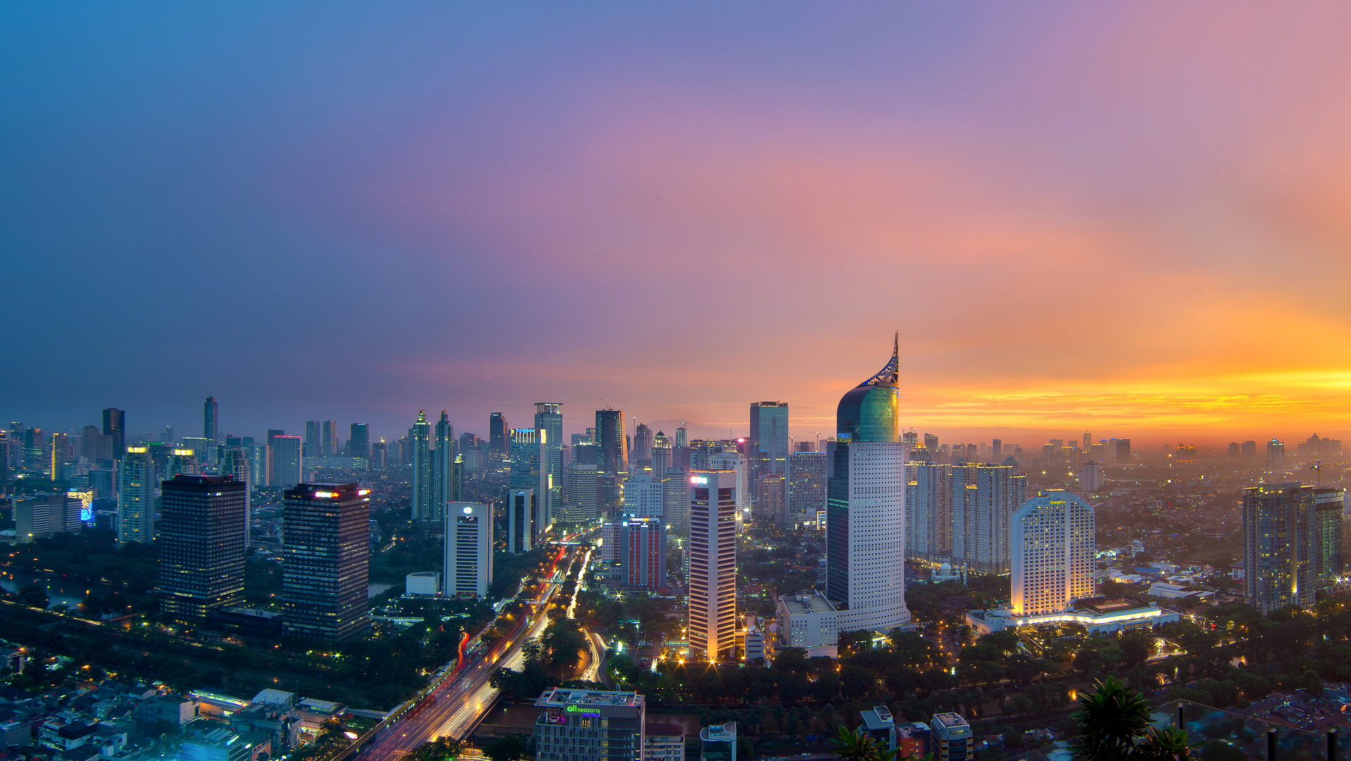 Jakarta Cityscape With Epic Sunset