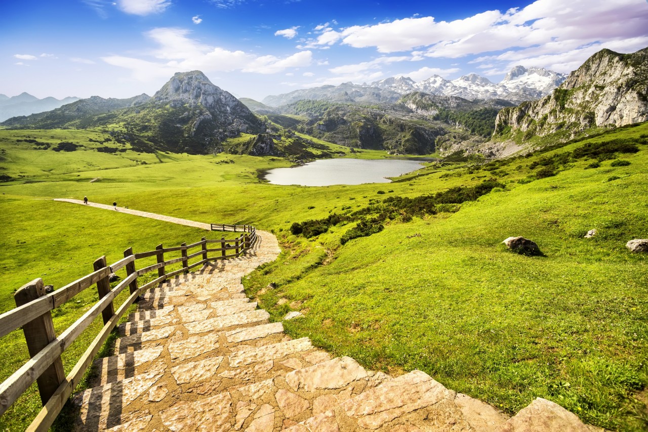 Lake Ercina, one of the famous lakes of Covadonga, Asturias , Spain 
