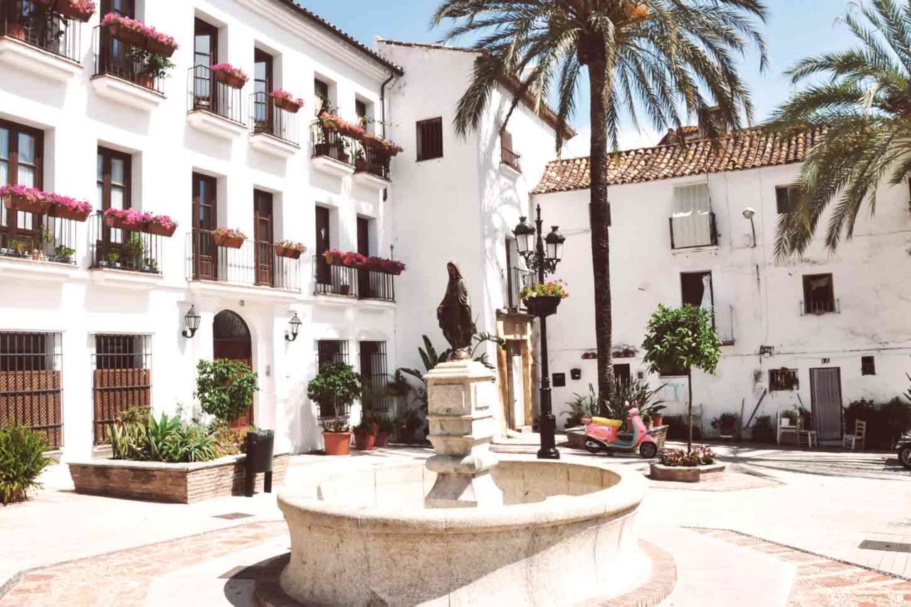 The old town of Marbella is full of winding streets and quaint squaress