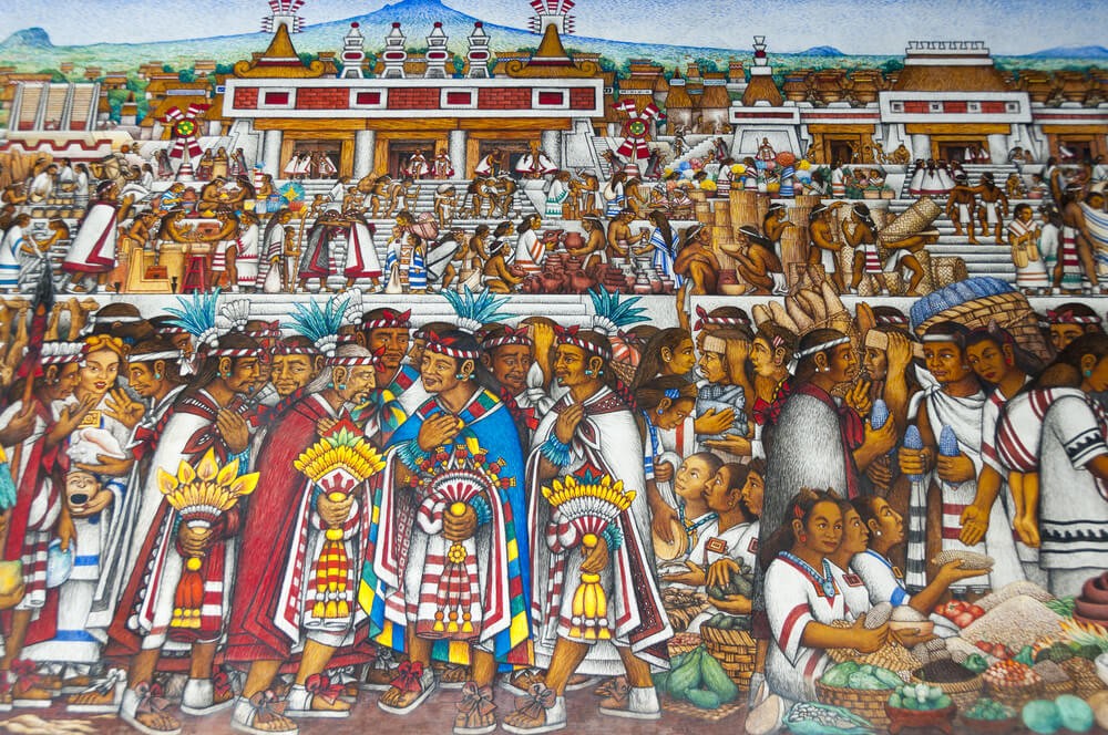 Mexiko Kultur: Wandgemälde von Desiderio Hernández Xochitiotzin.