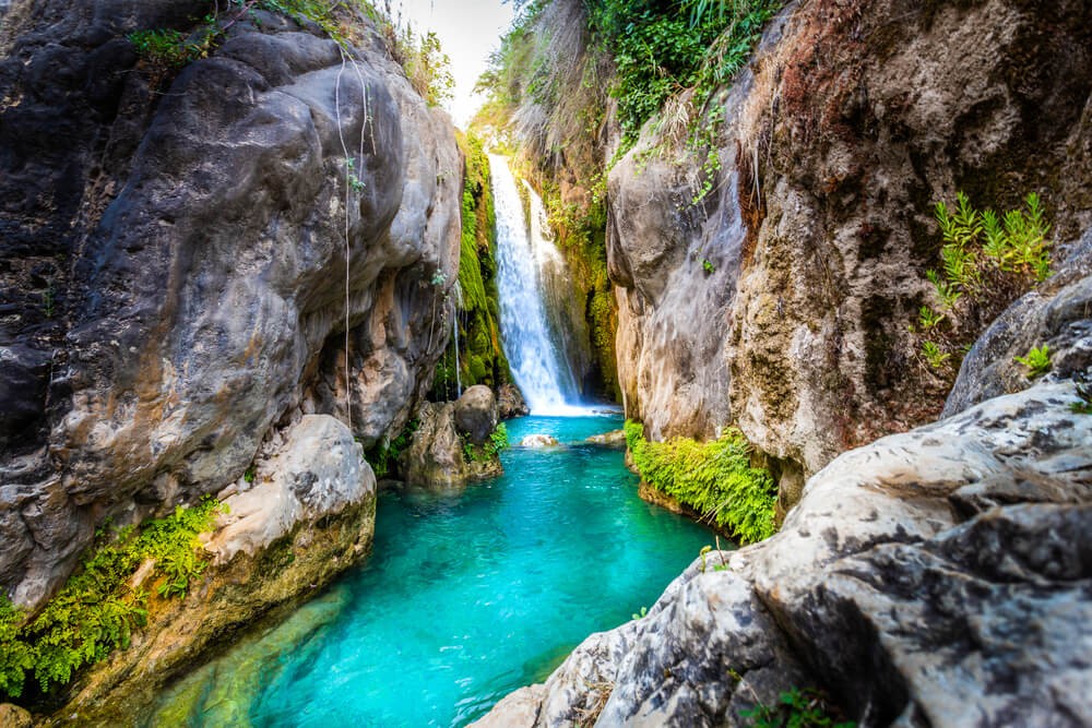 A close-up of the Algar waterfalls, a natural paradise close to Benidorm