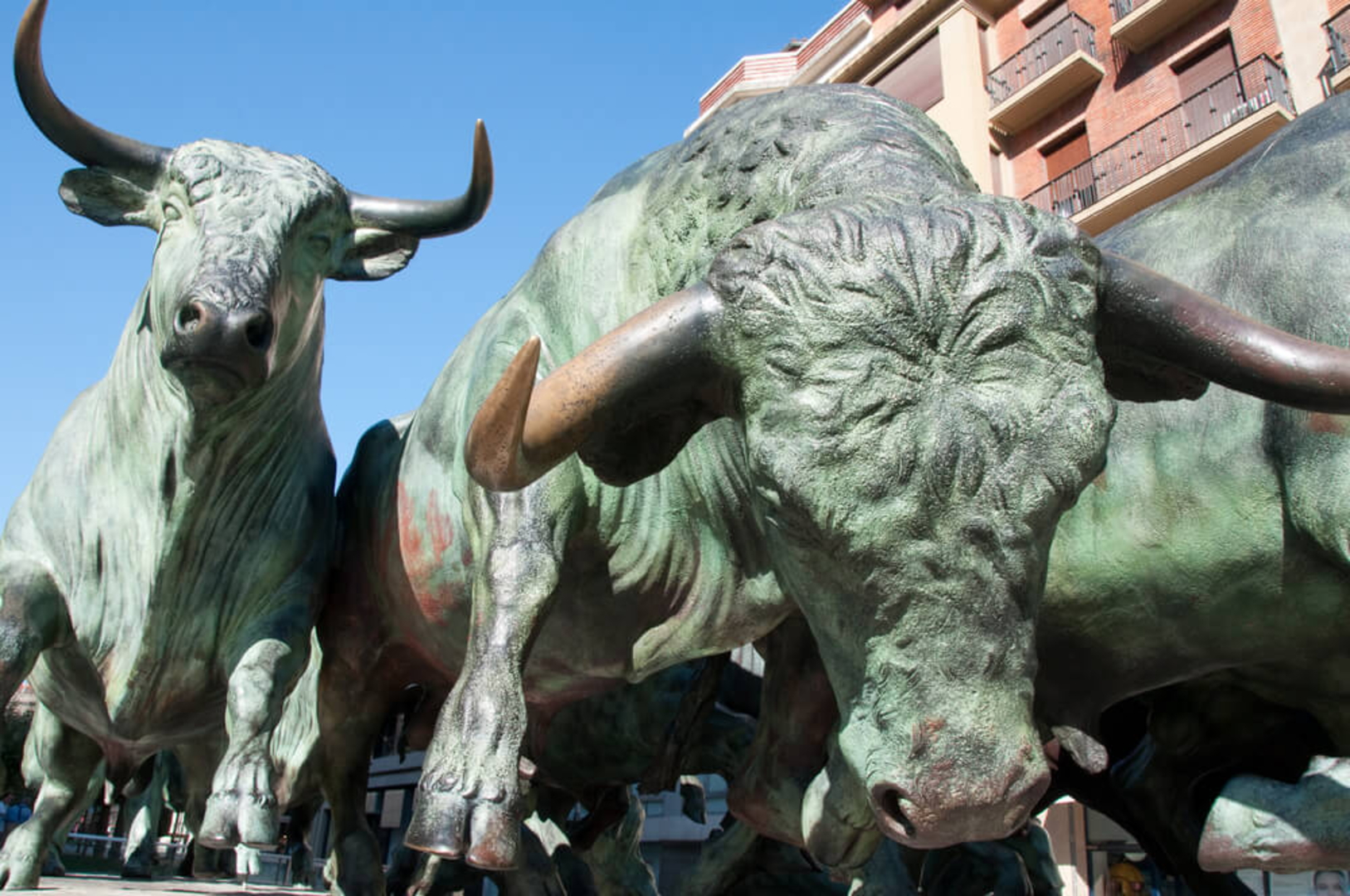 Pamplona statue of the running of the bulls